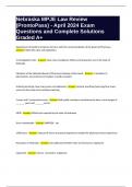 Nebraska MPJE Law Review &lpar;ProntoPass&rpar; - April 2024 Exam Questions and Complete Solutions Graded A&plus;