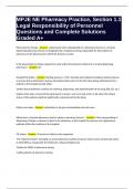 MPJE NE Pharmacy Practice&comma; Section 1&period;1 Legal Responsibility of Personnel Questions and Complete Solutions Graded A&plus;