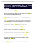 Nebraska Pharmacy Law - General Exam Questions and Complete Solutions Graded A&plus;