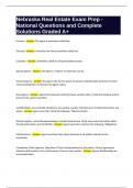 Nebraska Real Estate Exam Prep - National Questions and Complete Solutions Graded A&plus;