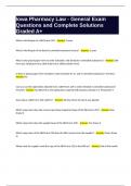Iowa Pharmacy Law - General Exam Questions and Complete Solutions Graded A&plus;