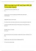 BMW Associate level ASE test Exam With 100 &percnt; Accurate Answers