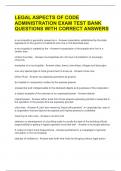 LEGAL ASPECTS OF CODE ADMINISTRATION EXAM TEST BANK QUESTIONS WITH CORRECT ANSWERS 