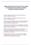 CHEMO CERTIFICATION TEST LATEST 2023 EXAM 100 QUESTIONS AND CORRECT