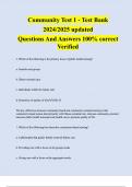 Community Test 1 - Test Bank 2024 2025 updated Questions And Answers 100- correct