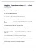 FIN 3100 Exam 3 questions with verified solutions