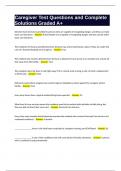 Caregiver Test Questions and Complete Solutions Graded A&plus;