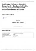 Civil Process Proficiency Exam 2024 Comprehensive Questions And Verified Answers&sol; Complete Solutions With Rationales&vert;Get It 100&percnt; Accurate&excl;&excl;