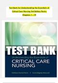 Test Bank for Understanding the Essentials of Critical Care Nursing 3rd Edition Perrin  Chapters 1 - 19  &emsp;