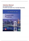 Solution Manual For Corporate Finance&comma; 13th Edition by Stephen Ross&comma; Randolph Westerfield&comma;&vert; All  Chapters 1 - 31 Included &vert;&comma; Complete Guide A&plus;