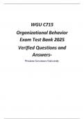WGU C715 Organizational Behavior Exam Test Bank 2025 Verified Questions and Answers