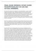 FINAL EXAM VERSION 2 STUDY GUIDE PATHOPHYSIOLOGY SCI 225 AND ACTUAL ANSWERS&period;