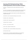 Nursing 225 Pathophysiology FINAL EXAM Questions And Accurate Answers&period;