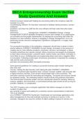 DECA Entrepreneurship Exam Verified Study Questions And Answers
