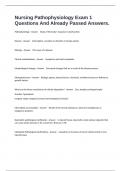 Nursing Pathophysiology Exam 1 Questions And Already Passed Answers&period;