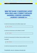 BRM TEST BANK 5 QUESTIONS LATEST  2024-2025 AND CORRECT DETAILED  ANSWERS &lpar;VERIFIED ANSWERS&rpar;  &vert;ALREADY GRADED A&plus;