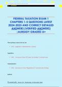FEDERAL TAXATION EXAM 1  CHAPTERS 1-5 QUESTIONS LATEST  2024-2025 AND CORRECT DETAILED  ANSWERS &lpar;VERIFIED ANSWERS&rpar;  &vert;ALREADY GRADED A