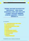 FEDERAL INCOME TAXATION FOR  INDIVIDUALS - FINAL EXAM QUESTIONS LATEST 2024-2025 AND  CORRECT DETAILED ANSWERS  &lpar;VERIFIED ANSWERS&rpar; &vert;ALREADY  GRADED A&plus;