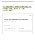HIT 101 FINAL 2024&sol;25 EXAM &vert; 279 QUESTIONS &vert; WITH ACTUAL SOLUTIONS&excl;&excl;