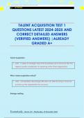 TALENT ACQUISITION TEST 1 QUESTIONS LATEST 2024-2025 AND  CORRECT DETAILED ANSWERS  &lpar;VERIFIED ANSWERS&rpar; &vert;ALREADY  GRADED A