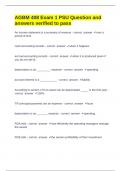 AGBM 408 Exam 1 PSU Question and answers verified to pass