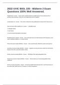 2022 UVIC BIOL 225 - Midterm 2 Exam Questions 100&percnt; Well Answered&period;