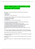 RADT 400 Exam 3 Questions and Answers All Correct 