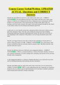 Course Career Verbal&sol;Written UPDATED ACTUAL Questions and CORRECT  Answers