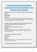 LICENSE INSTRUCTORS&sol;EXAMINER QUESTIONS WITH EXPLANATIONS 100&percnt; VERIFIED AND ACCURATE 