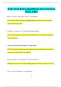 Auto Tech Exam Questions and Answers  100&percnt; Pass