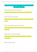 Auto Final Exam Questions and Answers  Already Passed