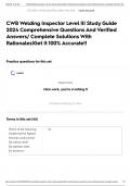 CWB Welding Inspector Level III Study Guide 2024 Comprehensive Questions And Verified Answers&sol; Complete Solutions With Rationales&vert;Get It 100&percnt; Accurate&excl;&excl;