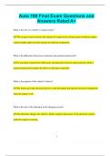 Auto 100 Final Exam Questions and  Answers Rated A&plus;