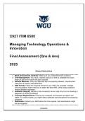 C927 ITIM 6500 Managing Technology Operations & Innovation FA &lpar;Qns & Ans&rpar; 2025