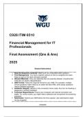 C928 ITIM 6510 Financial Management for IT Professionals FA &lpar;Qns & Ans&rpar; 2025&period;