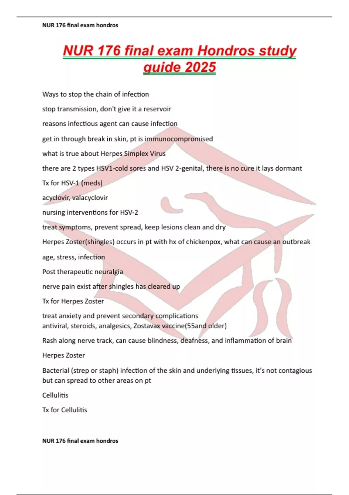 NUR 176 final exam Hondros study guide 2025 - NUR 176 - Stuvia US