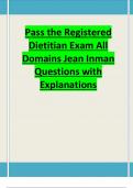 Pass the Registered Dietitian Exam All Domains Jean Inman Questions with Explanations