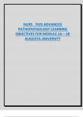 NURS 7425 ADVANCED  PATHOPHYSIOLOGY LEARNING  OBJECTIVES FOR MODULE 1A &ndash; 1B  AUGUSTA UNIVERSITY