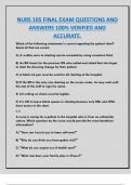 NURS 105 FINAL EXAM QUESTIONS AND  ANSWERS 100&percnt; VERIFIED AND  ACCURATE