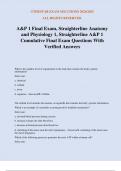 A&P 1 Final Exam&comma; Straighterline Anatomy and Physiology 1&comma; Straighterline A&P 1 Cumulative Final Exam Questions With Verified Answers