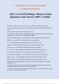 AQA A Level Psychology&colon; Memory Exam Questions And Answers 100&percnt; Verified&period;