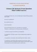 Arizona Life Insurance Exam Questions With Verified Answers