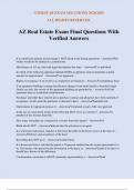 AZ Real Estate Exam Final Questions With Verified Answers
