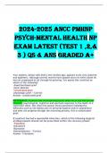 2024-2025 ANCC PMHNP PSYCH-MENTAL HEALTH NP EXAM LATEST &lpar;TEST 1 &comma;2&comma;& 3 &rpar; QS & ANS GRADED