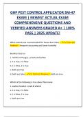 GHP PEST CONTROL APPLICATOR SM-47  EXAM &vert; NEWEST ACTUAL EXAM  COMPREHENSIVE QUESTIONS AND  VERIFIED ANSWERS GRADED A&plus; &vert; 100&percnt;  PASS &vert; 2025 UPDATE&excl;