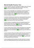 Mental Health Practice Test &semi;150 Questions and answers- &lpar;Exam Elaborations&rpar;&comma; &lpar;COMPLETE ANSWER