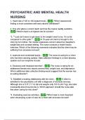 PSYCHIATRIC AND MENTAL HEALTH NURSING questions & answers&comma; &lpar;Exam Elaborations&rpar;&comma; &lpar;COMPLET
