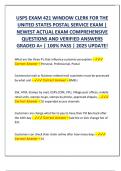 USPS EXAM 421 WINDOW CLERK FOR THE  UNITED STATES POSTAL SERVICE EXAM &vert;  NEWEST ACTUAL EXAM COMPREHENSIVE  QUESTIONS AND VERIFIED ANSWERS  GRADED A&plus; &vert; 100&percnt; PASS &vert; 2025 UPDATE&excl;