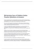RN Nursing Care of Children Online Practice Questions & Answers