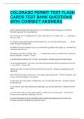 COLORADO PERMIT TEST FLASH CARDS TEST BANK QUESTIONS WITH CORRECT ANSWERS  